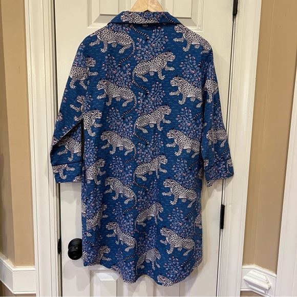 Printfresh | Bagheera Leopard | Sleep Shirt Gown Indigo Blue Tiger Print Dress S - Picture 7 of 7
